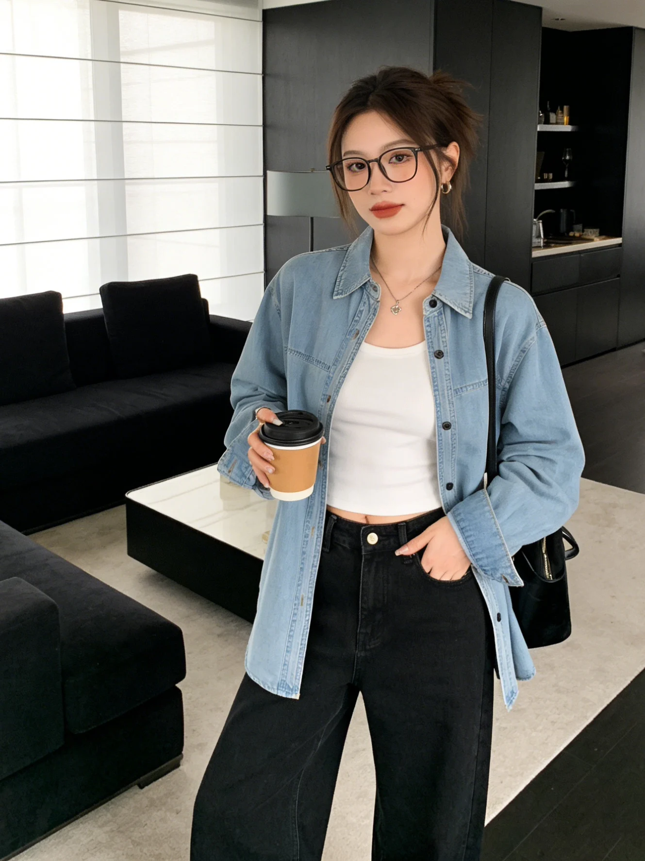 

Korean Sle Casual Collar Denim irt Jaet Early Spring Sun Protection Loose Lightweight Women's Faion Outerwear