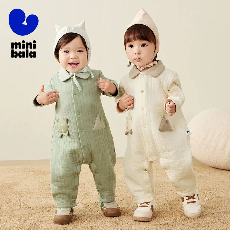 Mini Bala Outdoor Onesie Baby صديق للبشرة أوائل الربيع الدافئة طية صدر السترة أزياء لطيف الرضع الزي