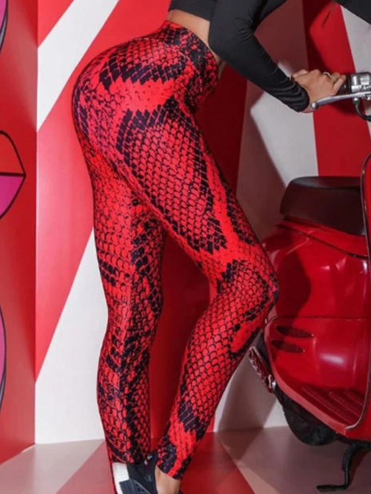 

Yoga Pants New Hot Sexy Leggings Women Red Snake Printed Leggins Sports Gym High Waist Skinny Gothic Workout Fitness Trousers