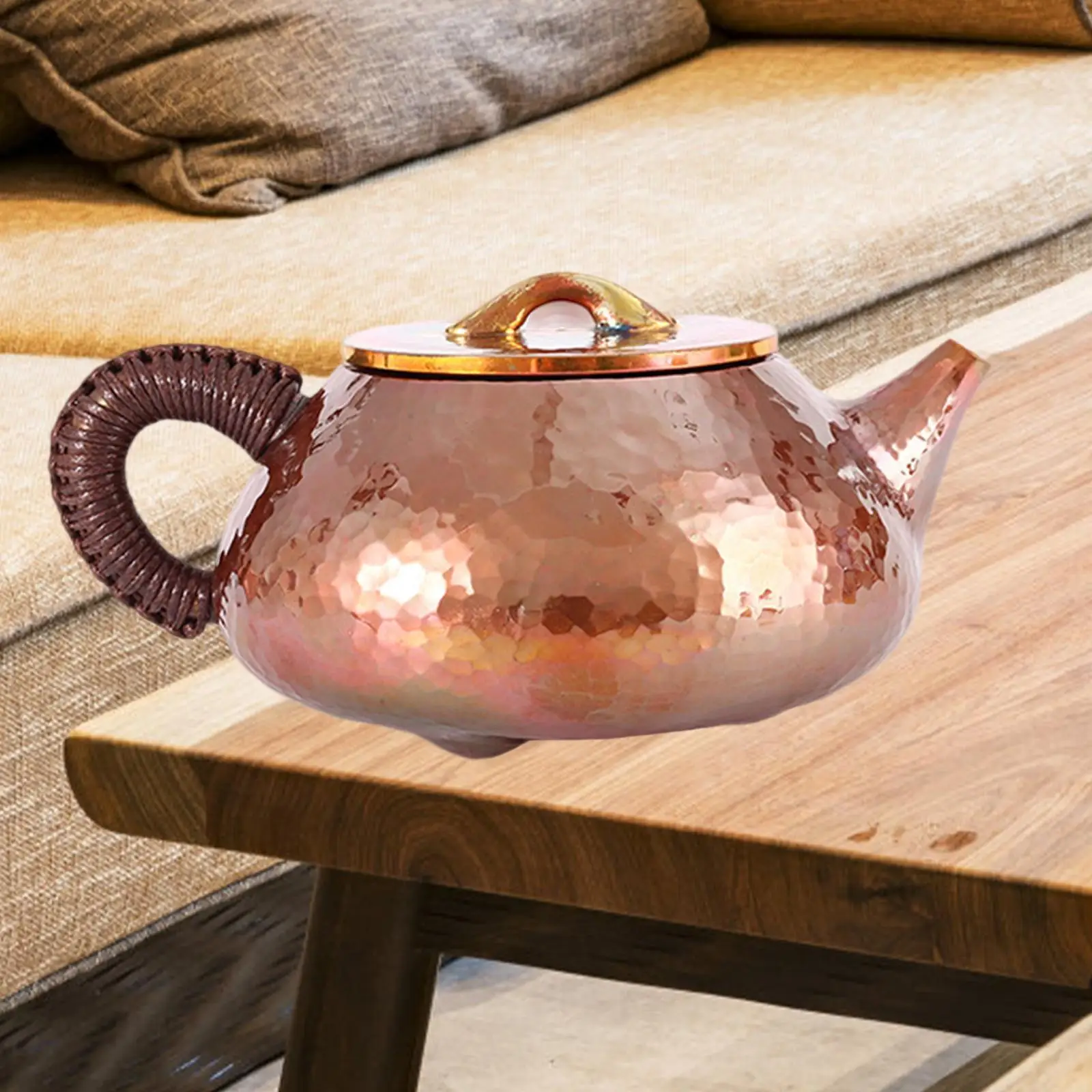 Loose Leaf Tea Maker Copper Tea Kettle 300ml Kung Fu Tea Pot Side Handle Thick Copper Teapot for Party Household Picnic Camping