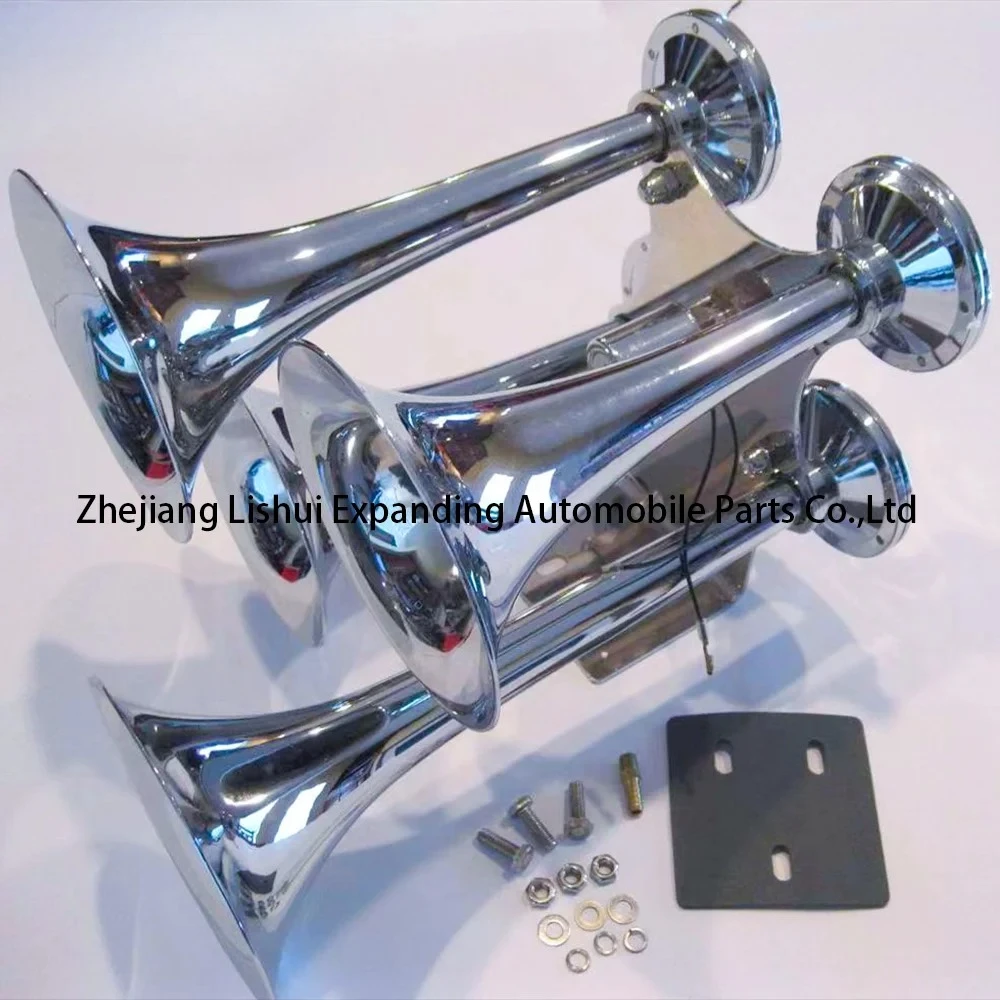 트럭 에어혼 4 트럼펫 강력한 기차 트럭 에어혼 자동차 트럭 보트 기차 버스 에어혼 메탈 크롬