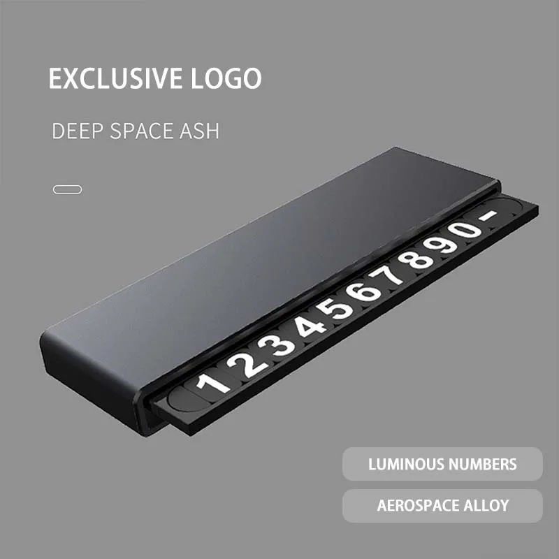 Metal Hidden Noctilucent Car Stop Card Temporary Parking Number Plate For Tesla Model Y Juniper Model 3 Highland Accessories