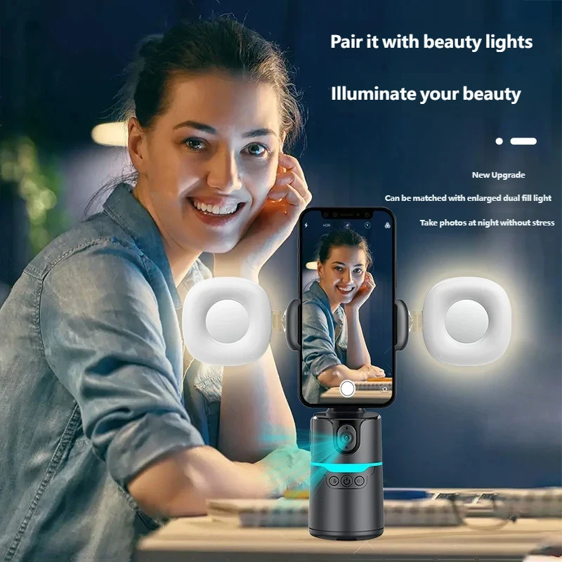 AI Face Tracking 3-Axis Gimbal Stabilizer Auto Follow Selfie Stick with Gesture Control 360° Rotation for Vlog Live
