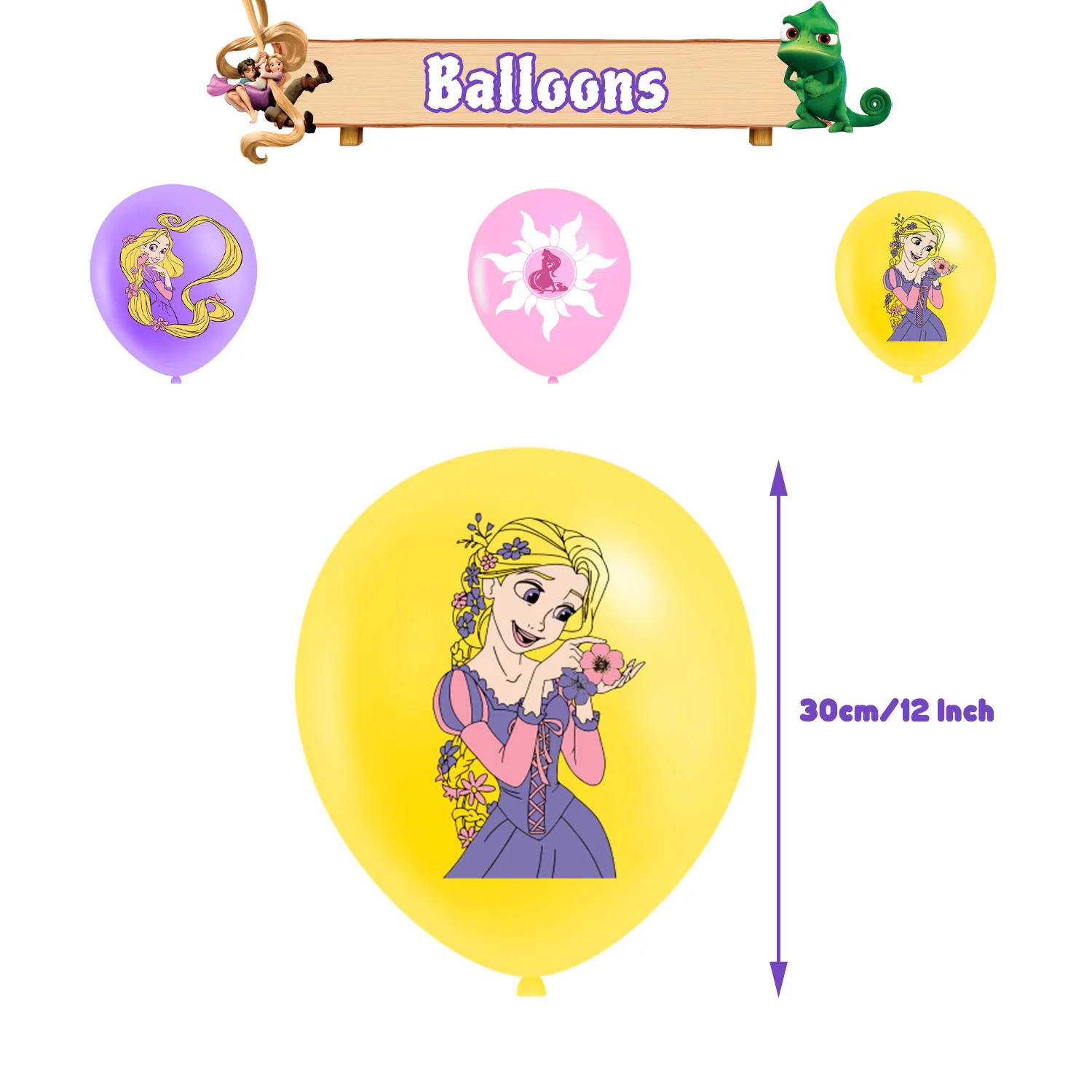 Prinses Rapunzel Ballon Tangled Verjaardagsfeestje Decoratie Supply Cake Topper Banner Sling Bruiloft Achtergrond Baby Douche