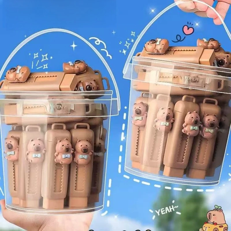 Borrador Kawai Stationery Capibara para Estudiantes de Primaria, Especial, Sin Residuos, Corrección Limpia, Tipo Push-Pull, Material Escolar de Oficina