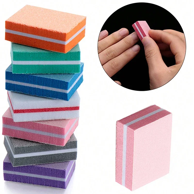 50Pcs Professional Mini Nails Art Buffer File 100/180 Sandpaper Manicure Tips Care File Sanding Polishing Accessories Tools