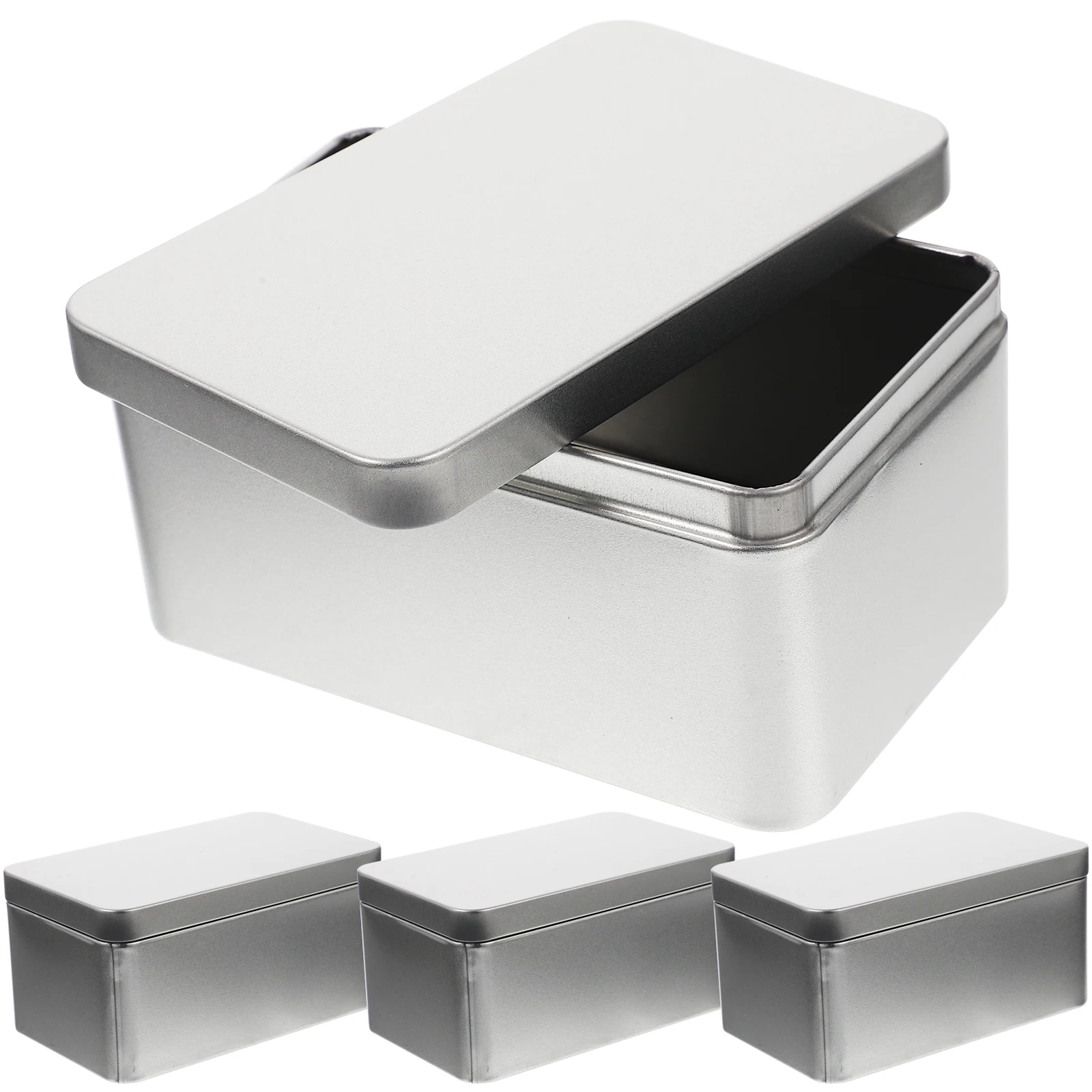 

4 Pcs Gift Box Tinplate Rectangular Storage Boxes Cookie Tins Candy Case Tea Portable Packing Simple Style Household