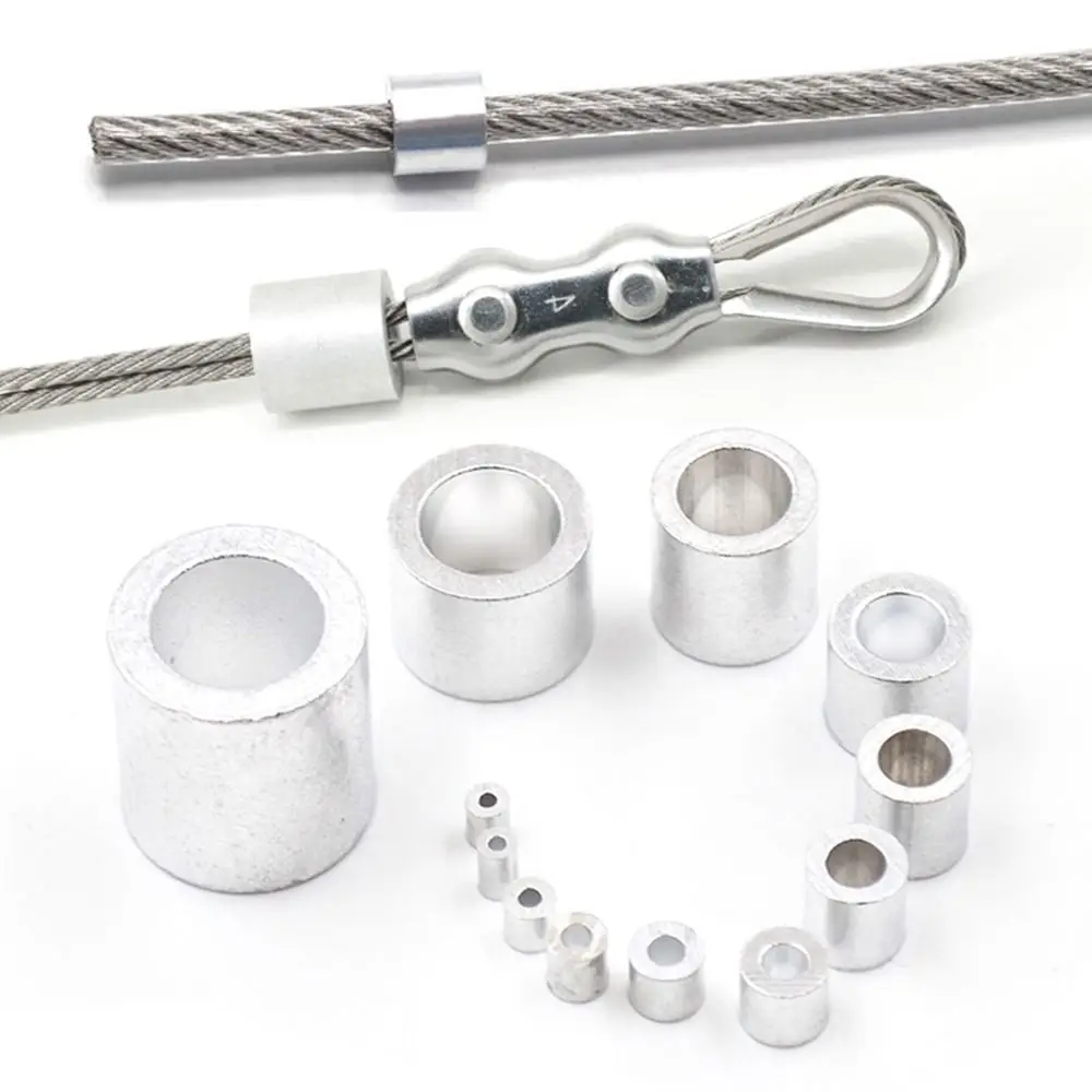 10-50Pcs New M1 to M12 Crimp Sleeve Fixing Clip Round Single Hole Cable Clip Hardware Aluminum Wire Ferrules Steel Wire Rope