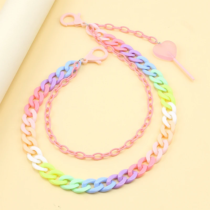 Gradient Candy Color Acrylic Waist Chain Multi-purpose Handbag & Glasses Chain For Girls Punk Pants Skirt Decorative Waist Chain