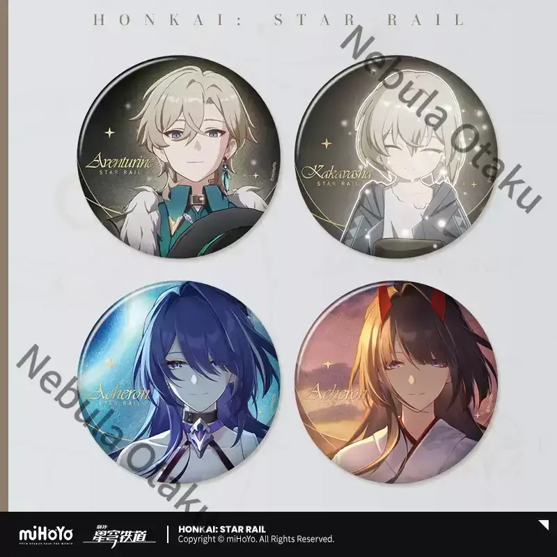 Honkai: Star Rail Série Souvenir Acheron Aventurine – Lot de badges en fer blanc – Marchandises officielles MiHoYo – Cadeau souvenir de cosplay