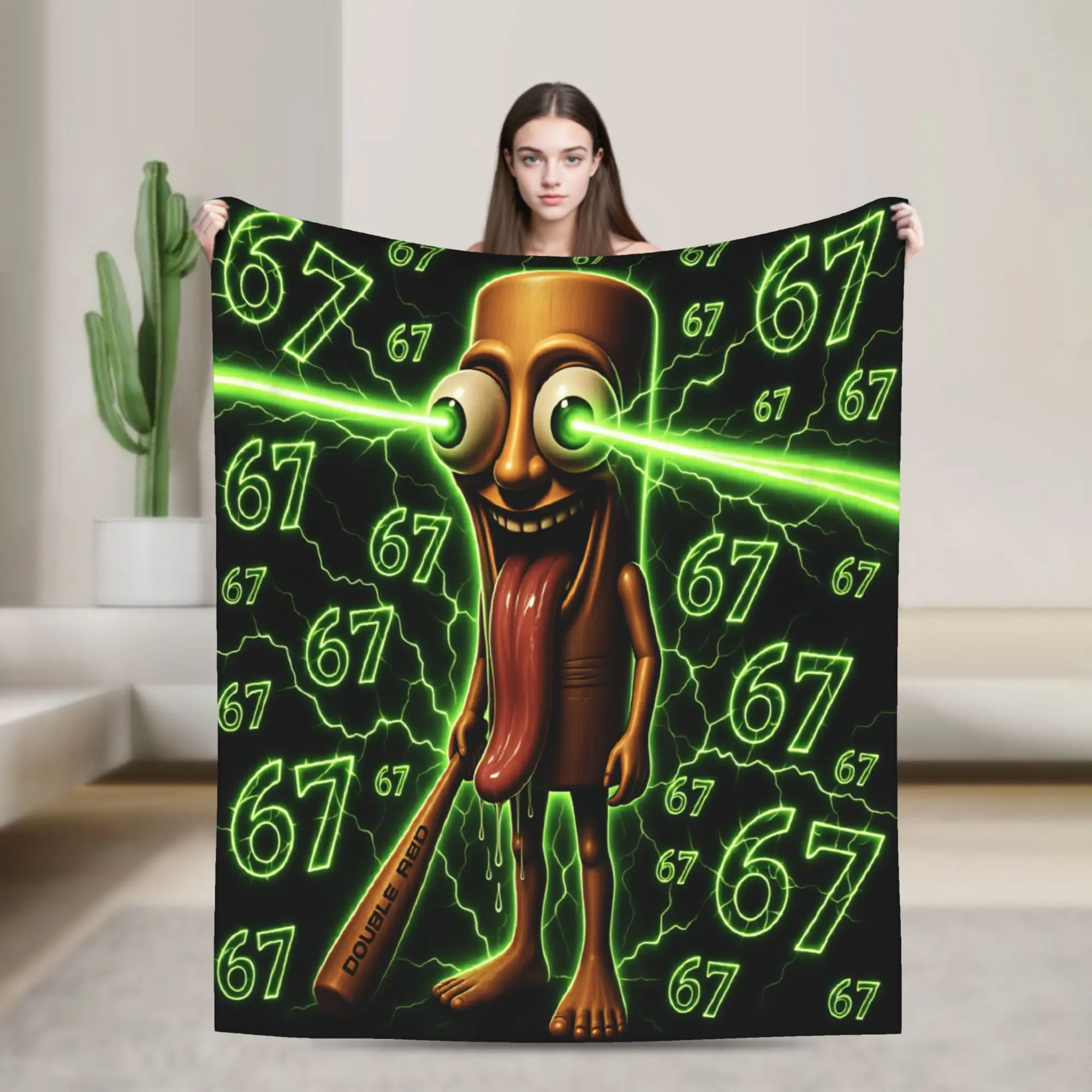 Tung Tung Tung Sahur Meme 67 Bedding Throws Soft Cozy Funny Blanket  For Living Room Picnic Flannel Bedspread Bed Cover
