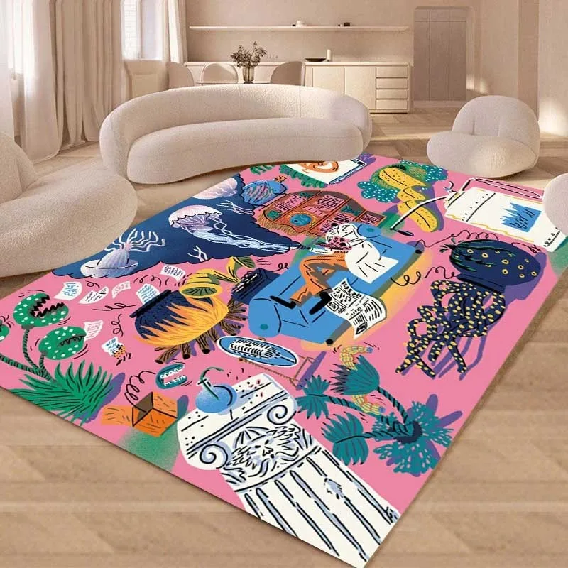 Creative Living Room Carpet Large Area Cloakroom Bedroom Bedside Soft Mat Color Cartoon Coffee Tables Plush Rug Ковер Tapis 러그
