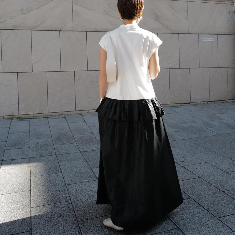 Estética moda drapeado vestidos chique plissado babados retalhos vestido de verão sem mangas vestidos femininos japão elegante robe femme