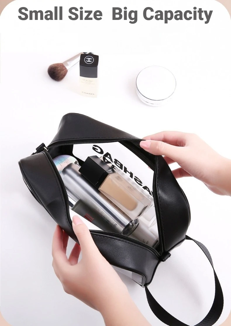 Tragbare transparente Kosmetiktasche für Reisen, große Kapazität, Damen-Schönheits-Make-up-Organizer-Etui – Detail 4