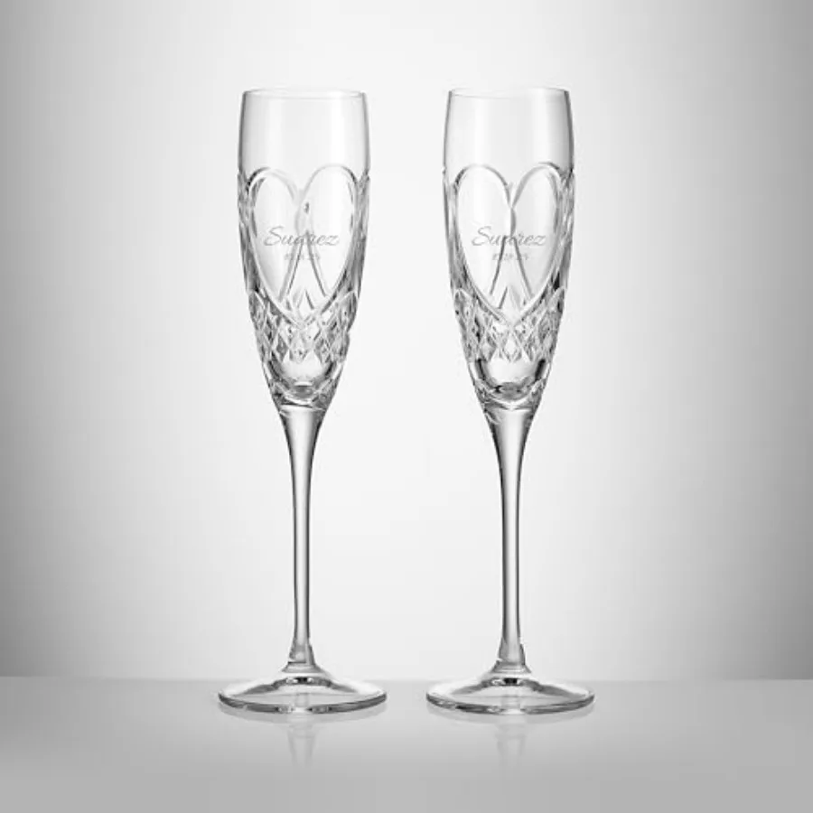 

Персонализированные свадебные флейты для шампанского True Love, набор из 2 хрустальных бокалов для шампанского с гравировкой на заказ для свадьбы, юбилея, Br