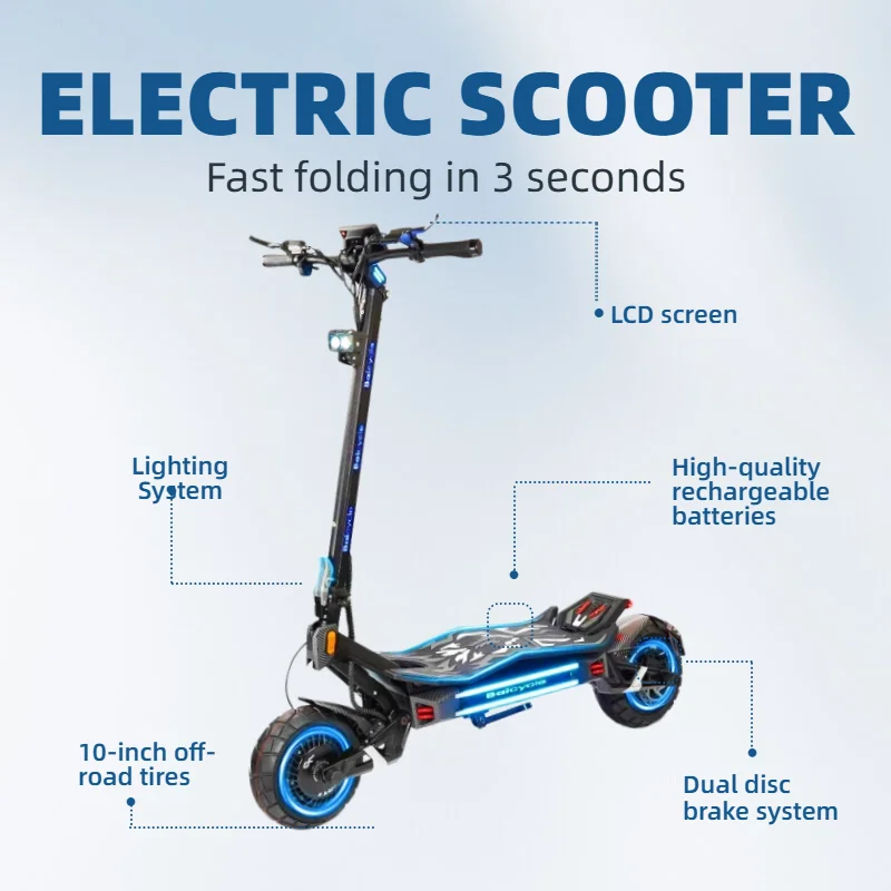 

Electric Scooter Dual Motor 3000W*2 for Adults, 60V Battery, Up to 50 Miles Range, 10 Inch Tires