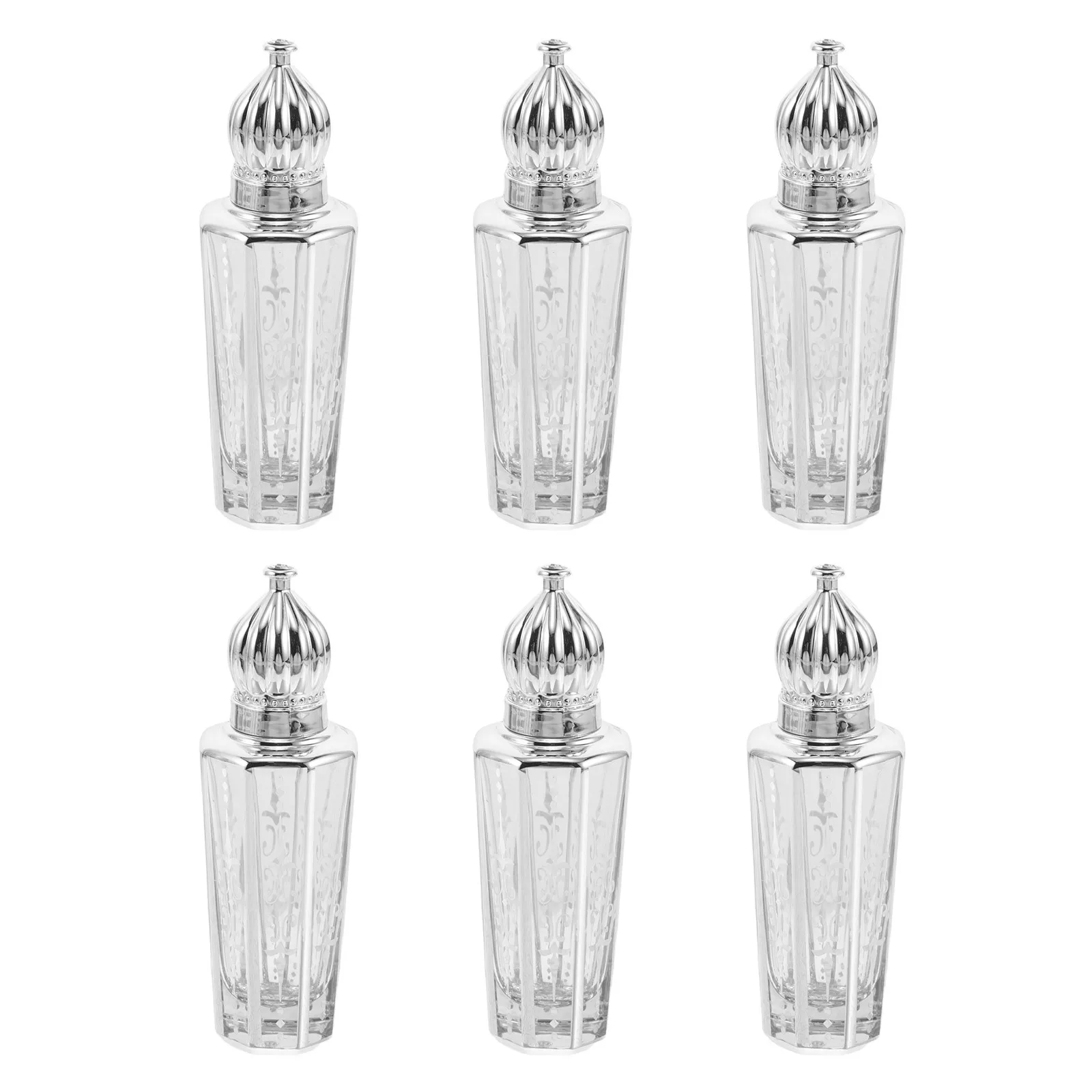 

6Pcs 15Ml Glass Roll on Perfume Bottle Black Roller Ball Applicator Elegant Engraving Travel Friendly Essential Oil Container