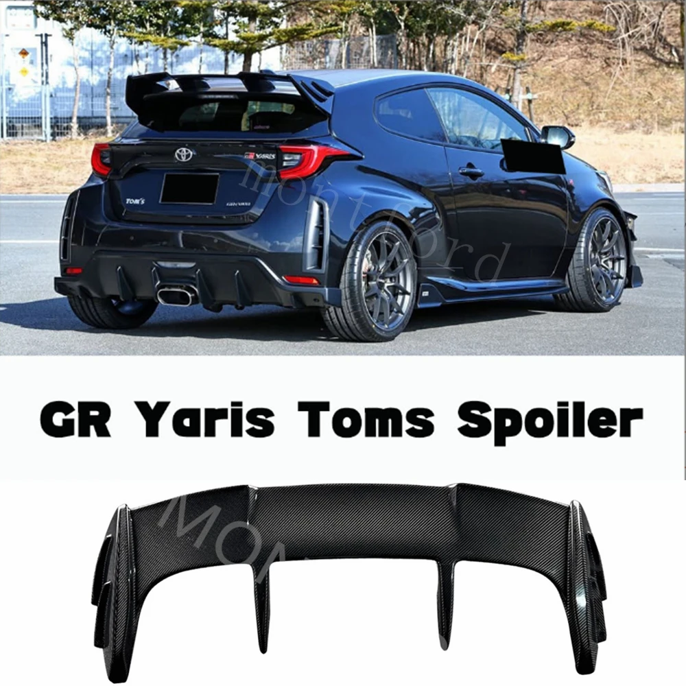 Wysokiej jakości tylny spojler samochodowy do Toyota GR Yaris, prawdziwe włókno węglowe, tylny spojler dachowy, tylne skrzydło w stylu T, akcesoria samochodowe FRP