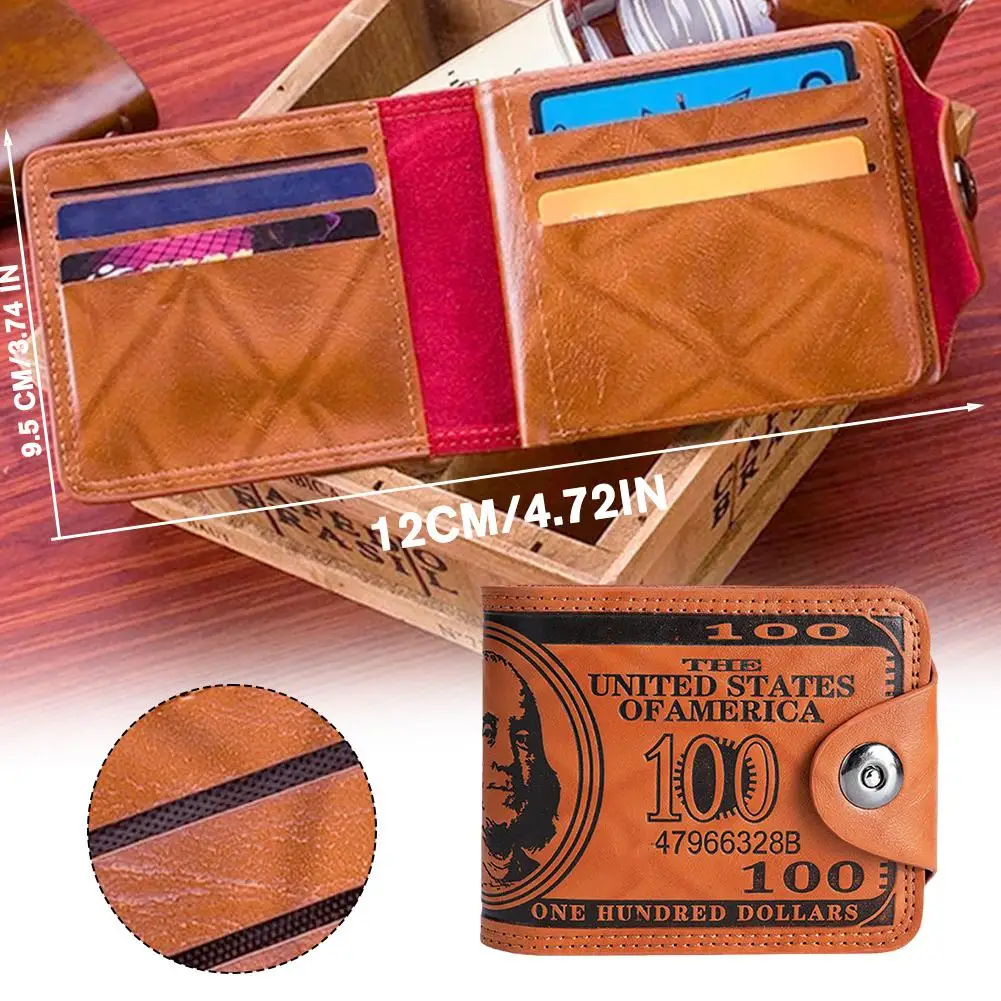 Portafogli da uomo Portafoglio in pelle da uomo con motivo dollaro retrò Hasp Portafoto per carte Portafoglio corto da uomo in PU di grande capacità