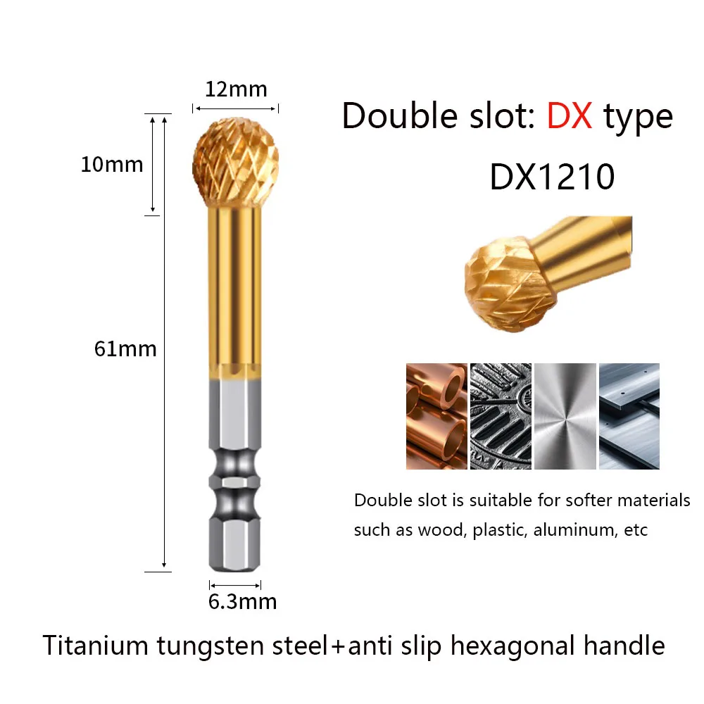 Titanium tungsten steel hexagonal handle rotary file milling cutter drill bit electric screw alloy polishing head stainless stee