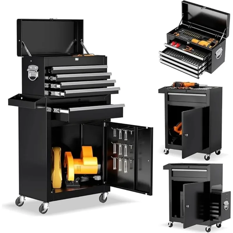 Rolling Tool Chest -Heavy-Duty Steel Tool Cabinet with Detachable Top Box,Locking Wheels & Security System for Garage,Customized