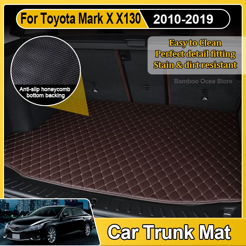 Leather Trunk Mats For Toyota Mark X GRX130 2010-2019 Cargo Area Anti Dirty Pads Floor Tray Liner Anti-Slip Interior Accessories