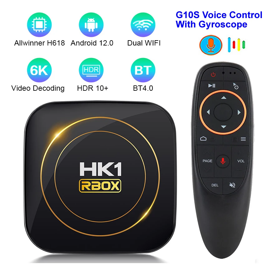 

HK1 RBOX H8S Android 12.0 TV Box Allwinner H618 Quad Core MAX 4GB 64GB Set Top Box 5G Dual WIFI BT4.0 HDR10+ Media Player