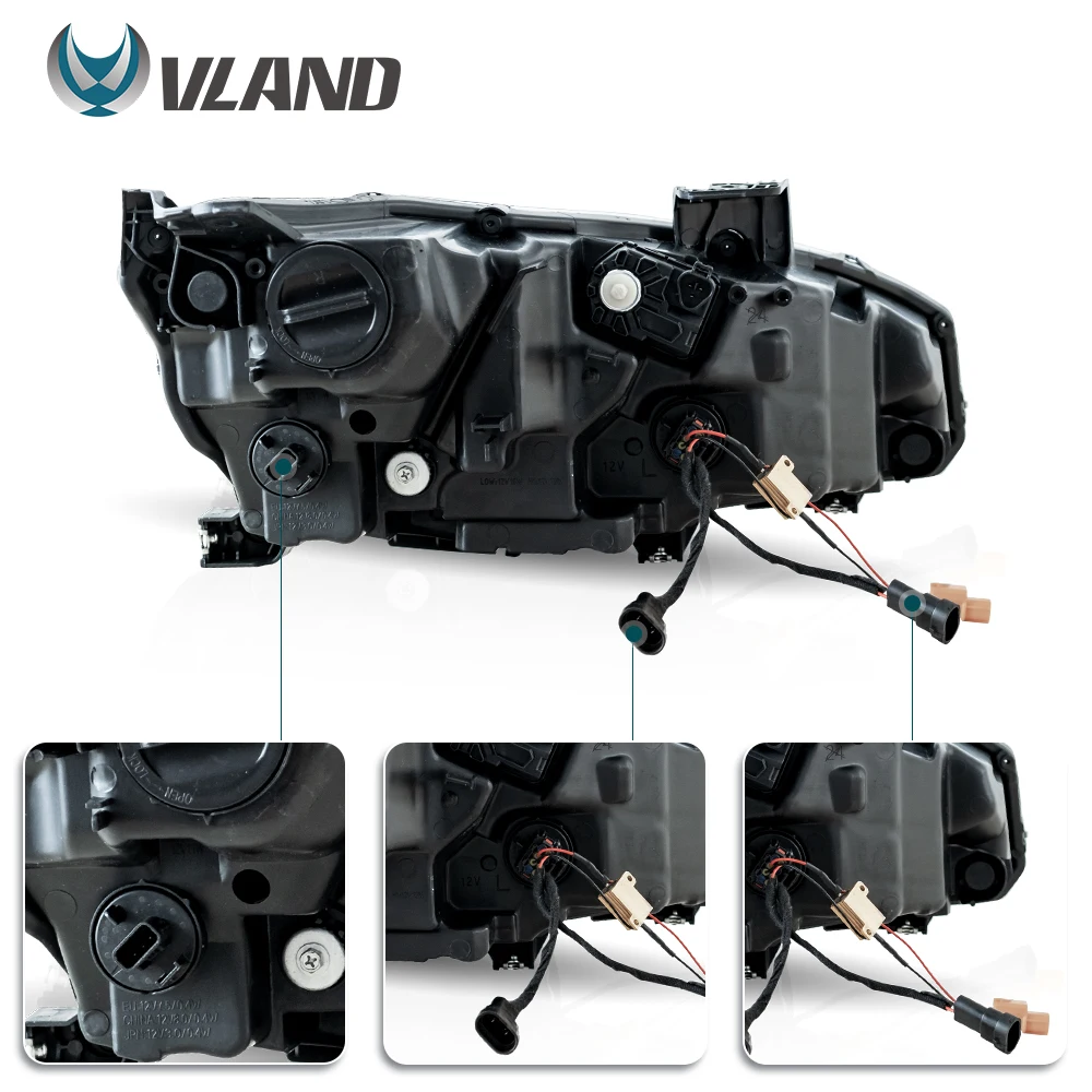 VLAND Headlights for Honda Civic X G10 2016-2020 LED DRL Lenses for Head Lamp Turn Signal Angel Eyes Projector Lens Work Light