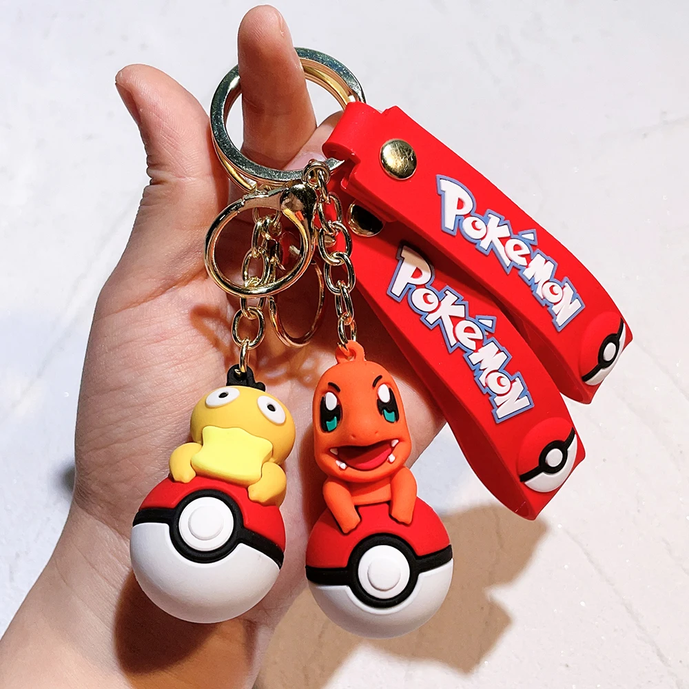 Pokemon Pikachu Cute Doll Pendant Cartoon Action Figure Eevee Psyduck Rowlet Fashion Keychain Bag Keyring Pendant Birthday Gifts