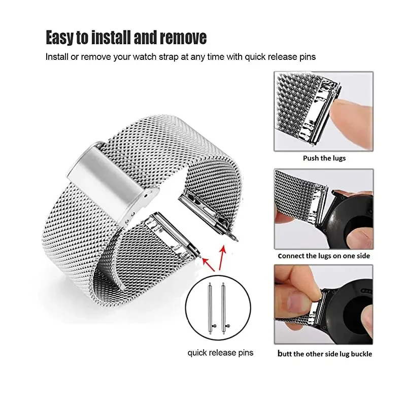 가민 포러너970 46mm 570 47mm 밀라니즈 루프 스트랩, 가민 어프로치 S50 포러너 570 42mm용 메탈 밴드 손목밴드 22mm