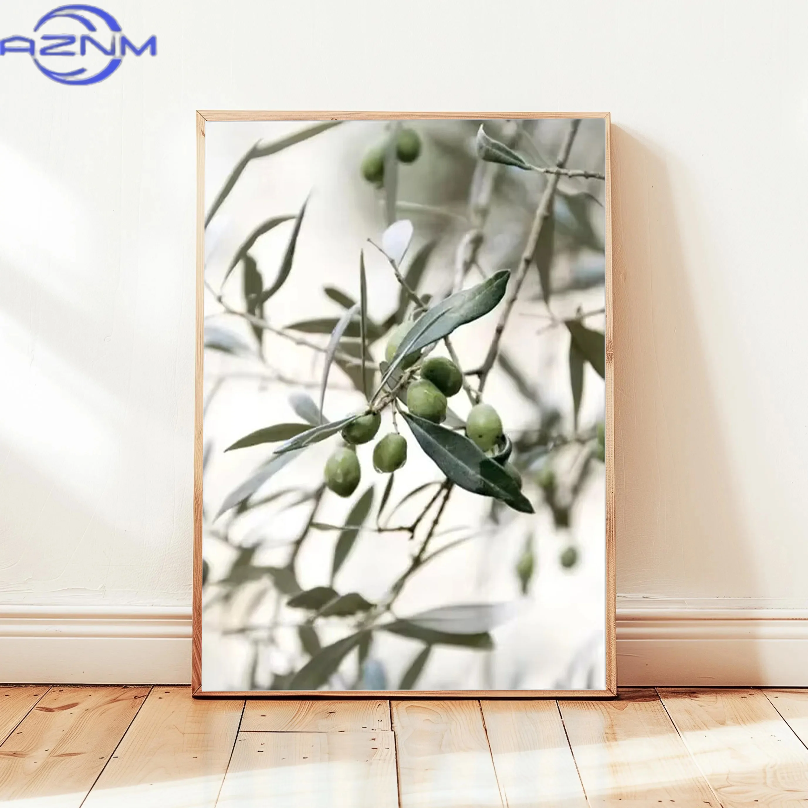 AZNM AZNM Italian Puglia Architecture Olive Tree Green Leaf Canvas Print Nordic Mediterranean Wall Art Poster for Living Room Ho
