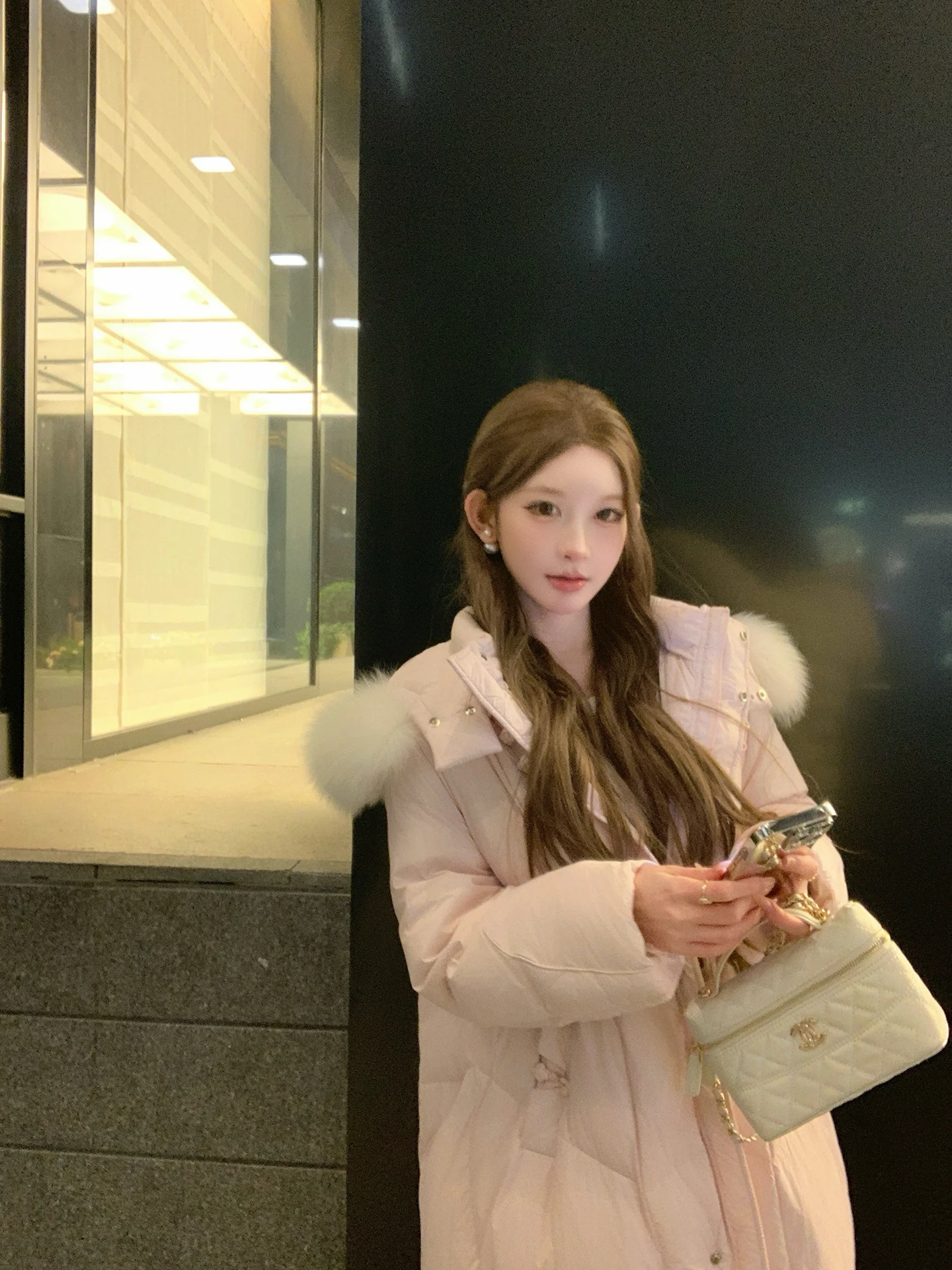 

NMIOK 90 White Du down Fur Collar Women's Winter Thiened Mid-Length down Jaet Warm Sli Korean Sle Coat