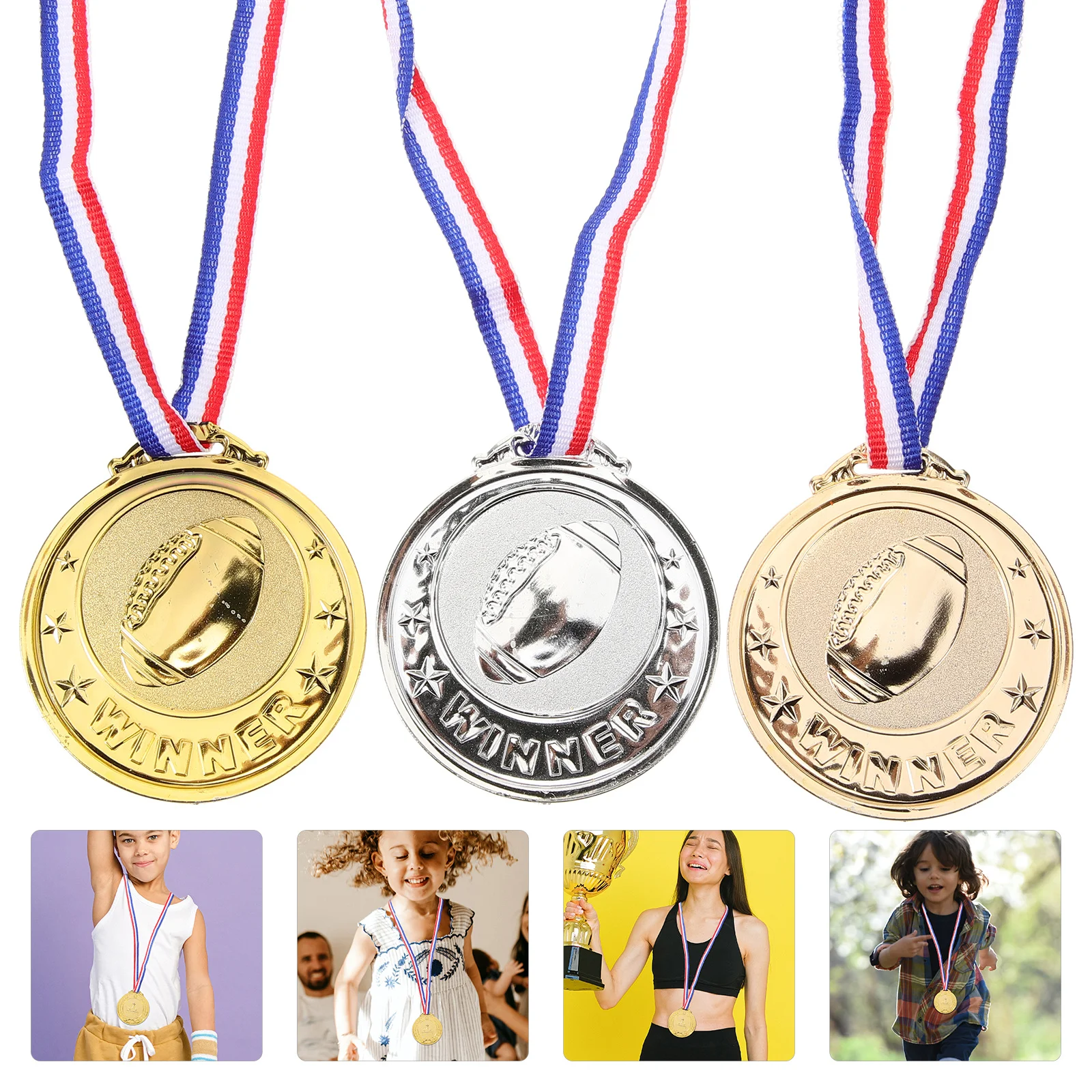 

3Pcs Durable Plastic Medals Award Ceremony Creative Decorative Marathon Competition Rewards Party Keepsake Award Medal