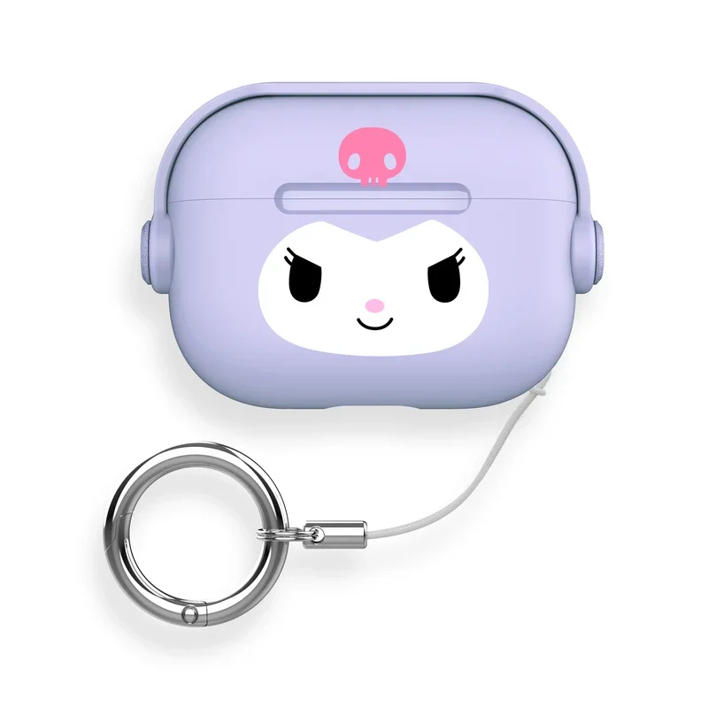 น่ารักการ์ตูน Sanrio Kuromi หูฟังสําหรับ Airpods 1 2 3 4 Pro 2 ชุดหูฟังไร้สายบลูทูธป้องกันพร้อม Carabiner