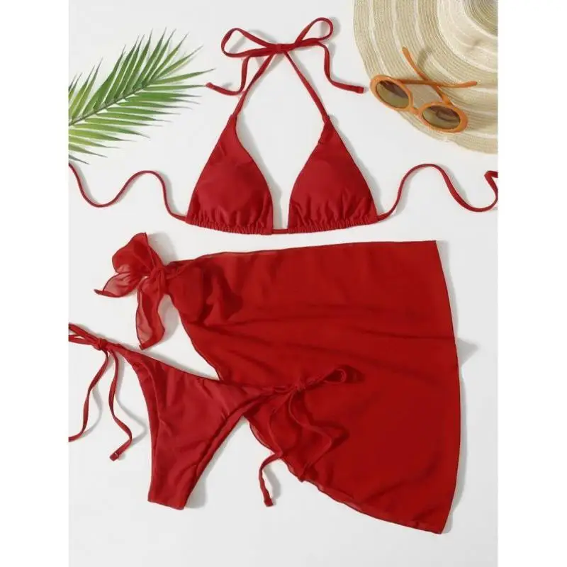 

Bikini Beach e Sle Tee-Piece Set with Strap Cross Design Casual Sportswear Men's Autumn Seven-Quarter Sve