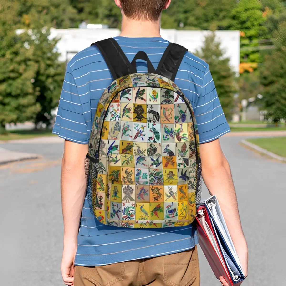 Mah Jongg Birds Mahjong Tiles Backpack Student Boys Girls BookBag Men Women School Bag Computer Shoulder Bags