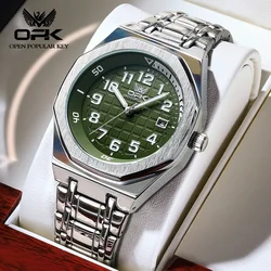 OPK-Reloj de pulsera luminoso para hombre, cronógrafo de cuarzo con correa de acero inoxidable, resistente al agua, marca Original, informal, a la moda