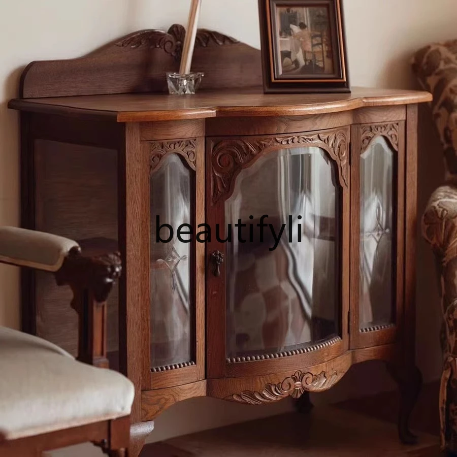 

European retro, display cabinet French classical, carved tea cabinet side cabinet