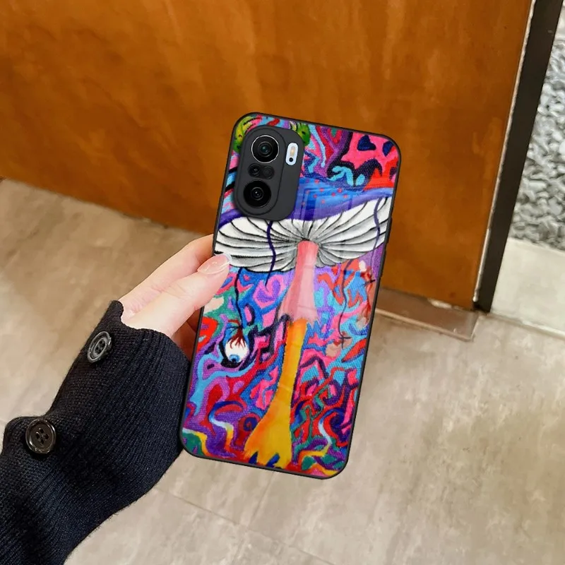 Trippy Psychedelic Mushrooms Phone Case Glass For Xiaomi 13 11 11T 12X 10 12Pro Lite Poco F3 Redmi Note 10 9 8 Pro 9T 9A X3Pro