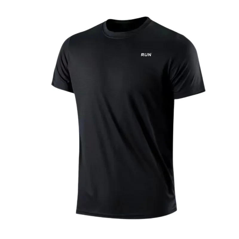 

Men's Round Neck Ice Silk T-shirt Loose Quick Drying Clothes Running Breathable Thin Summer Sports Short Sleeve Men Gym Shirt