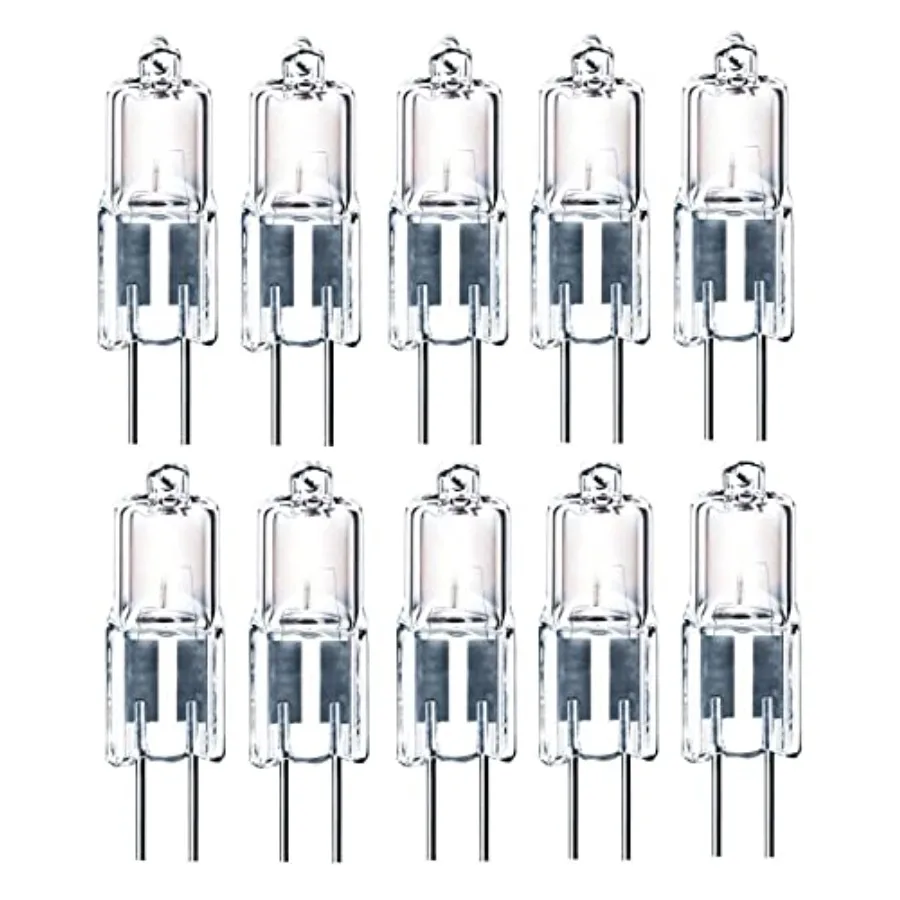 10pcs G4 Halogen Light Bulb 35W T3 JC Type Clear 12V AC/DC Bi-Pin Bulb for Landscape Lighting, Accent Track Under Cabinet Puck