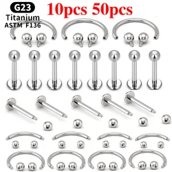 10pcs G23 Titanium Internal and external threads Labret Eyebrow Lip Stud Piercing Tragus Cartilage Conch Helix Rook Nose Studs