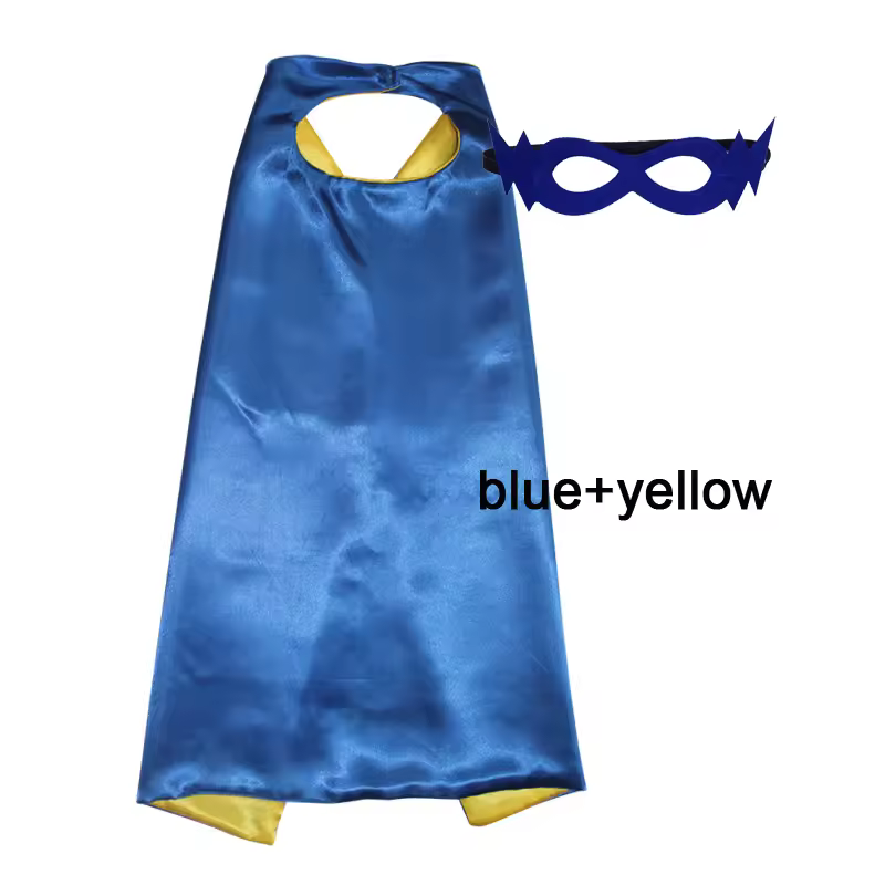 Superhero Capes with Mask REVERSIBLE Two Colored Child Cape Birthday Party Favor Satin Solid Capes Boys Girls Satin Capes - Image 15
