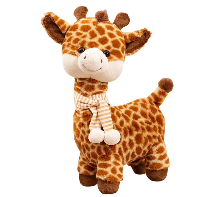 Keylingwd Simulation Giraffe Plush Toy Soft Plush Stuffed Animal Cute Deer Doll Room Decoration Birthday Gift