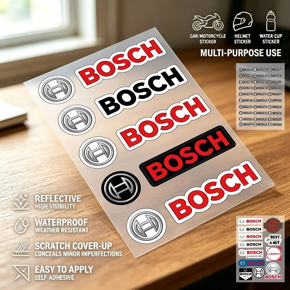 Boschs auto parts Metallics Creative Motorcycle Stickers Waterproof for Motorbike Fuel Tank Helmet Box Scooter DIY Car Decals