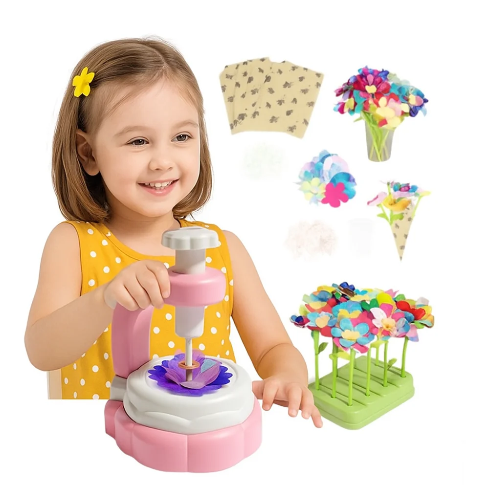 手作りキッズブーケ作成マシンセット　愛らしいスタイル　リアルな造花おもちゃセット　感覚発達