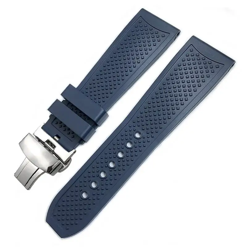 TINTAG 24mm Rubber Watchbands 23.5mm For CALIBRE DE CARTIER TANK SOLO SANTOS DE Waterproof Silicone Watch Strap