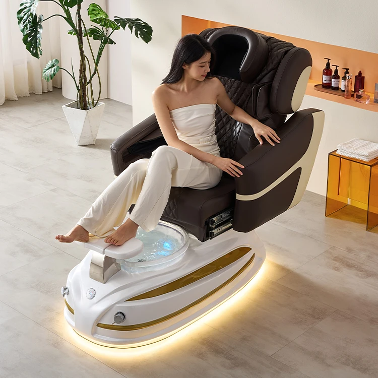 Luxury High-grade Electric Pedicure Chair Adjustable Reclining Foot Bath Multi-function Beauty Function Can Customize Nail Salon