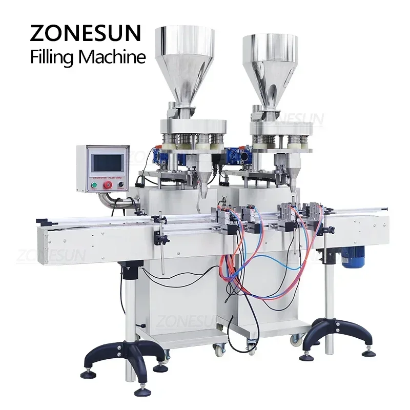 ZONESUN ZS-KL01 Riempitrice automatica per granuli a 2 teste per la linea di imballaggio di barattoli di bottiglie di plastica e vetro