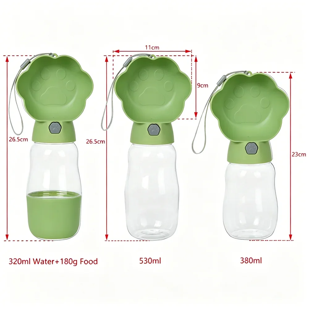 Hunde-Wasserflasche 2-in-1 Tragbare Auslaufsichere Haustier-Wasserschüssel mit Futterbehälter für Kleine und Große Hunde, Katzen, Welpen, Spaziergänge und Wanderungen – Detail 1